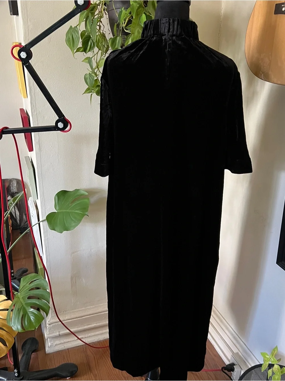 NWT COS Black Velvet Turtleneck Draped Sleeve Dress - Size 4